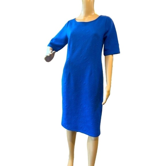 Monroe & Main Blue 3/4 Sleeve Boat Neck Textured Dress Size Small - Picture 1 of 13